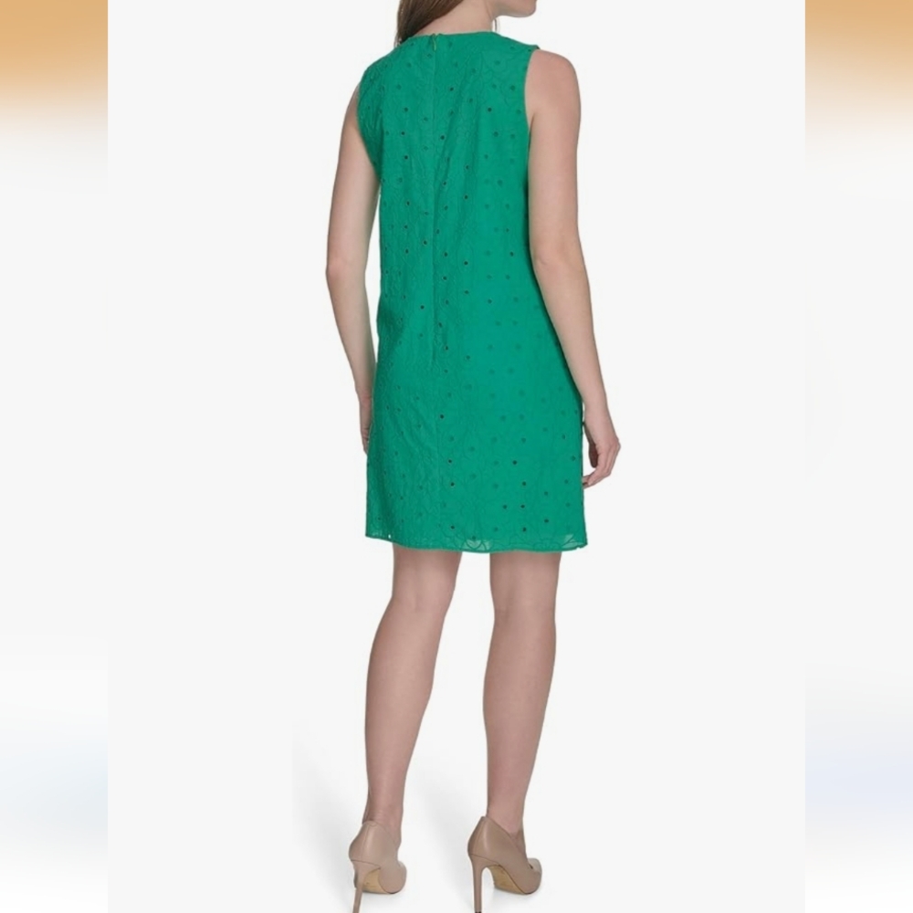 Tommy Hilfiger Womens Sleeveless Meadow Eyelet Shift Dress - Picture 3 of 5